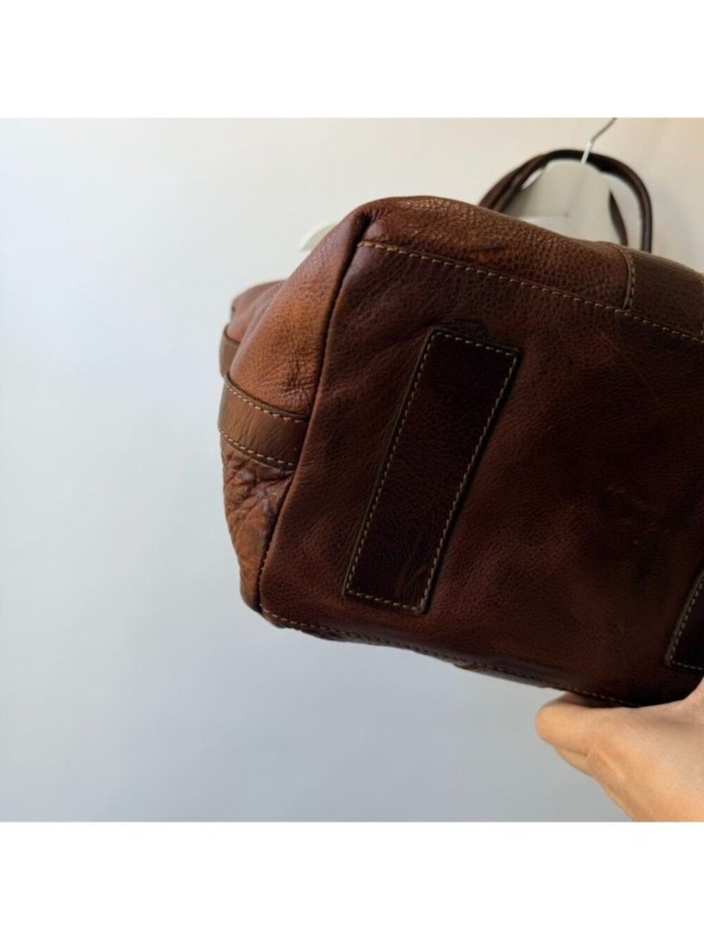 Frye Sylvia Large Travel Tote Handbag Brown Leather - Picture 8 of 14